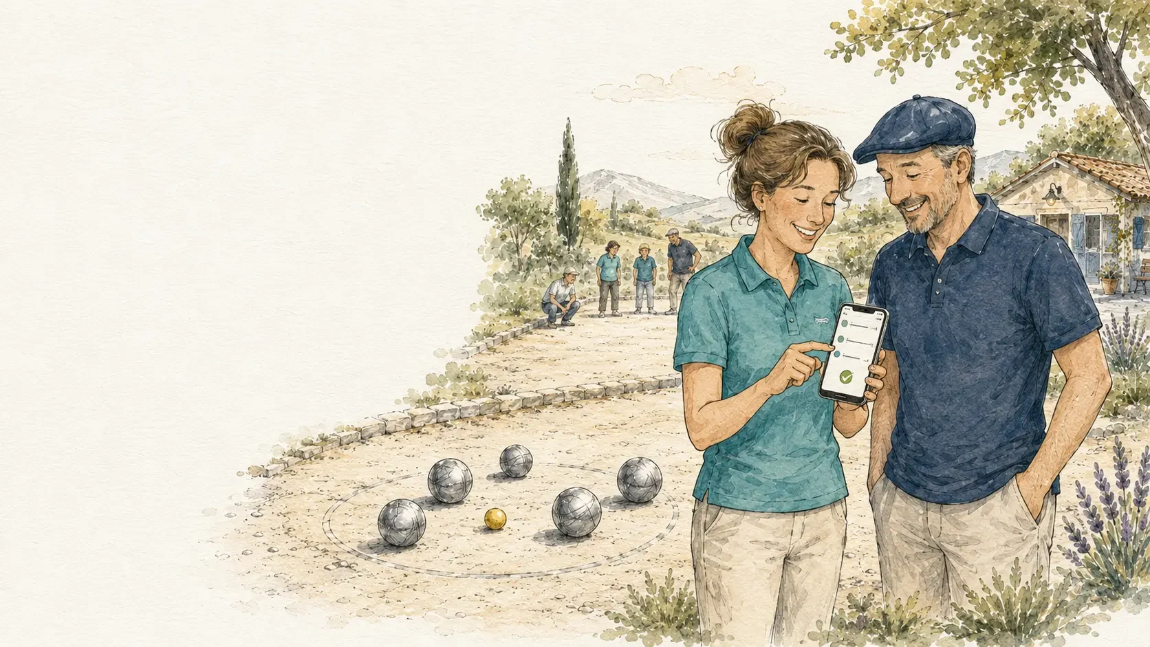 Ein digitaler Boule-Spielbericht wird gemeinsam direkt am Platz erfasst