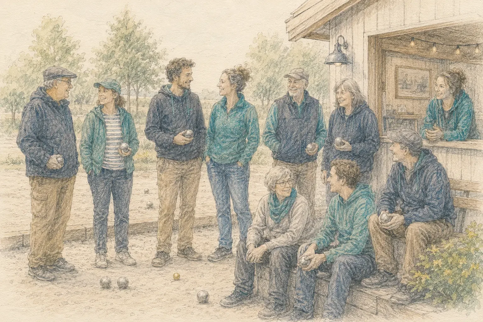Gemeinschaft in einem Boule-Verein